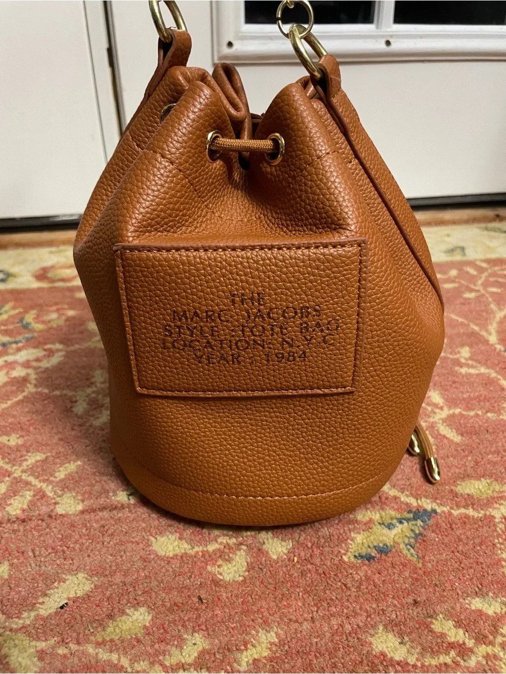 Marc Jacobs Cognac Pebbled Leather 'The Bucket' Drawstring Bag